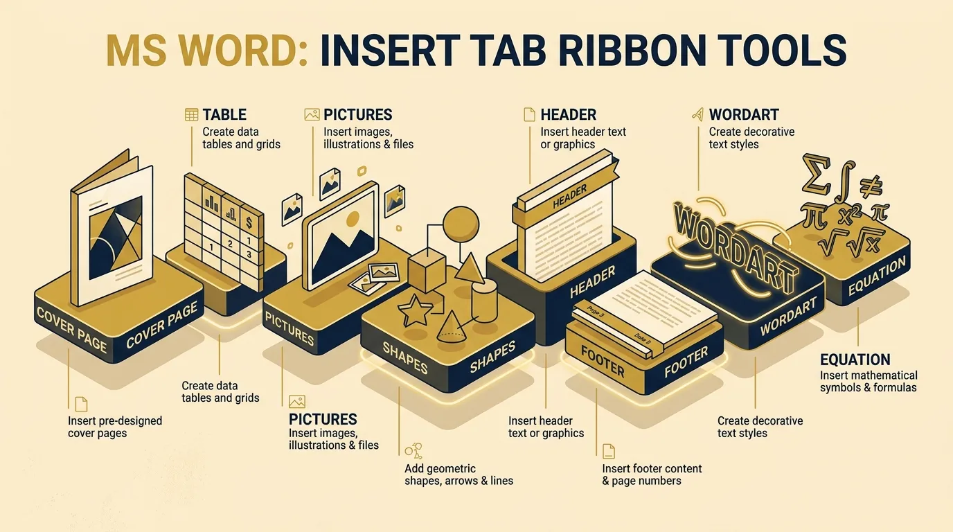 MS Word Insert Tab Ribbon Tools Graphic Visual