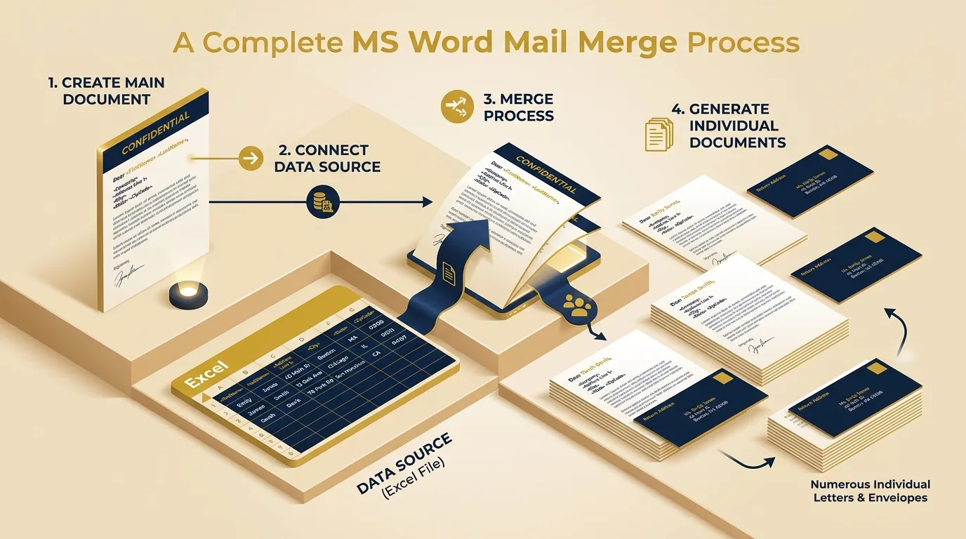 MS Word Mail Merge Process Graphic Visual