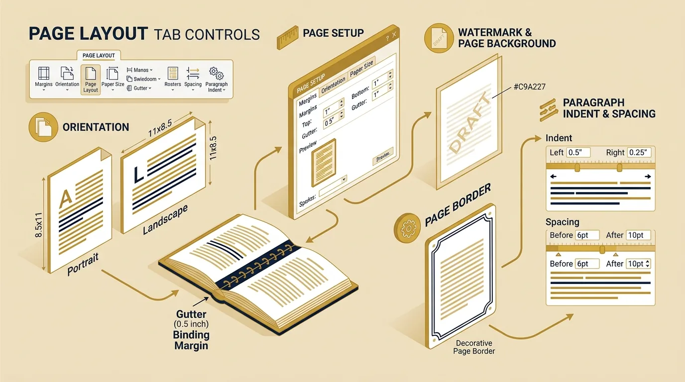 MS Word Page Layout Tab Controls Graphic Visual
