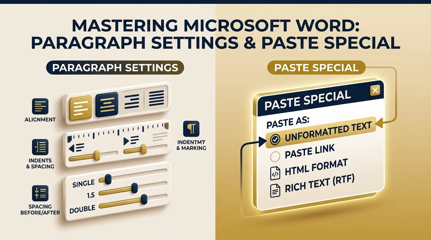 MS Word Paragraph Setting & Paste Special Overview Banner