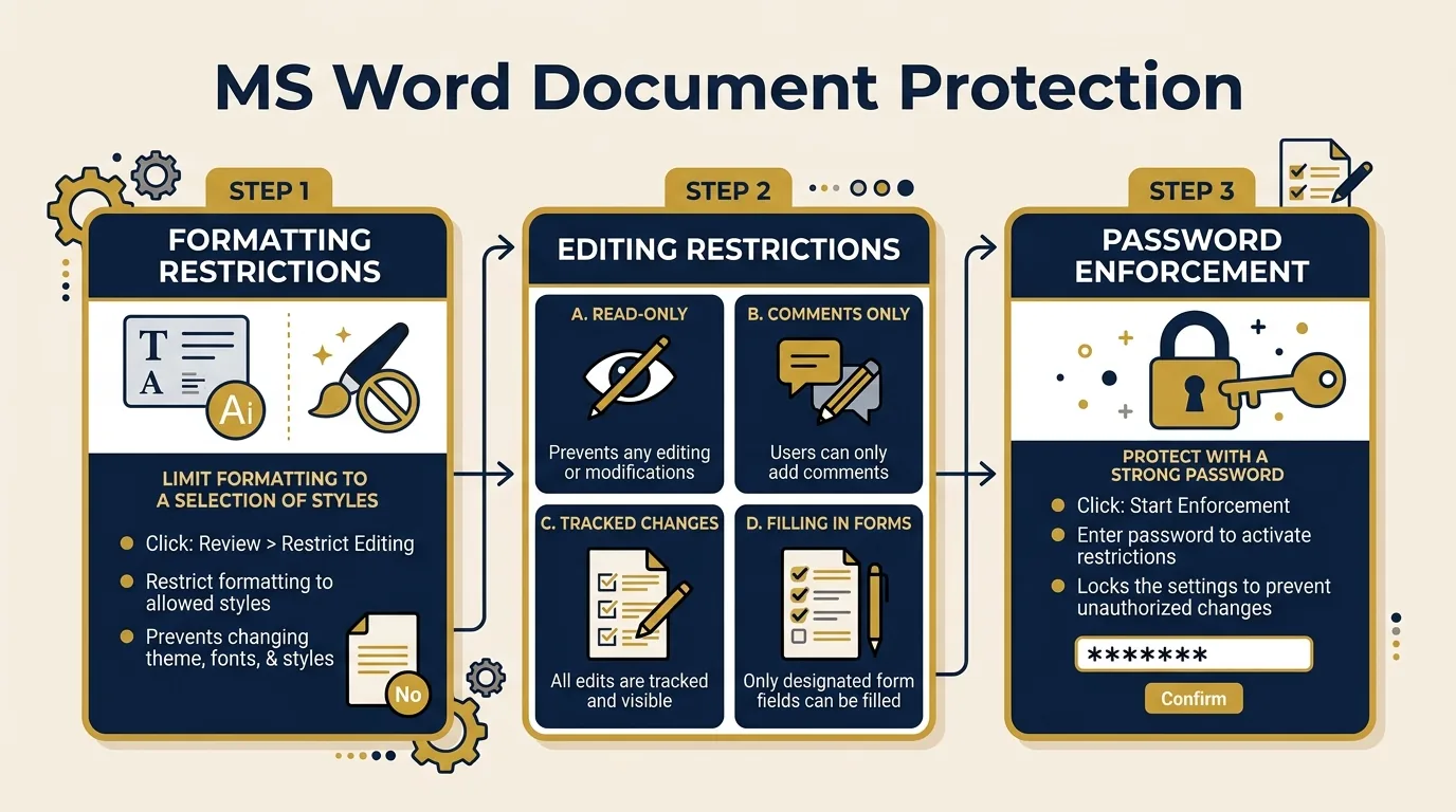 MS Word Document Protection Workflow Infographic
