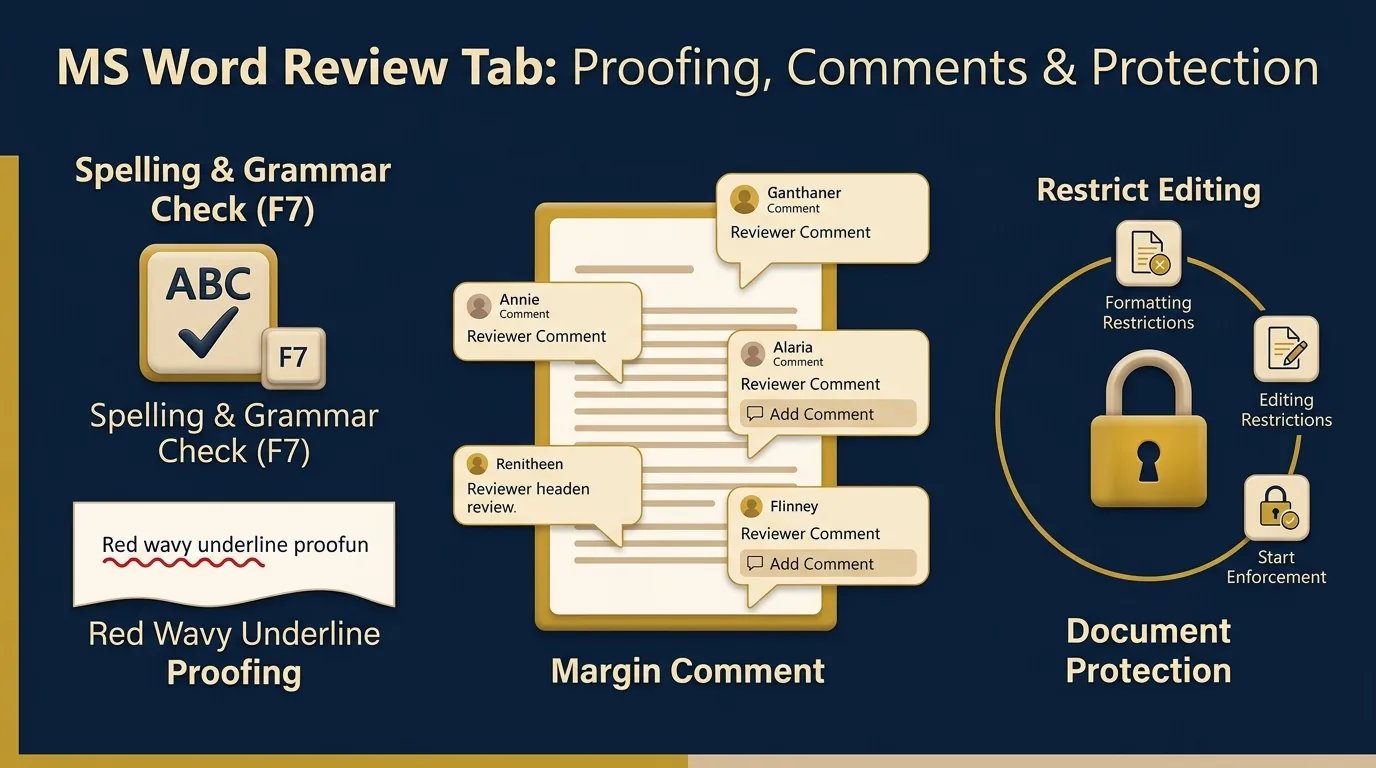 MS Word Review Tab Hero Infographic